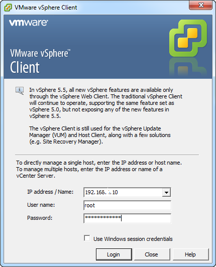 vSphere Client LogIn